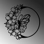 Wallity Butterfly And Flower Escultura de pared de metal negra